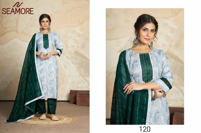 Aishwarya By Seamore 118 To 123 Cotton Blend Printed Kurti With Bottom Dupatta Wholesale Market In Surat